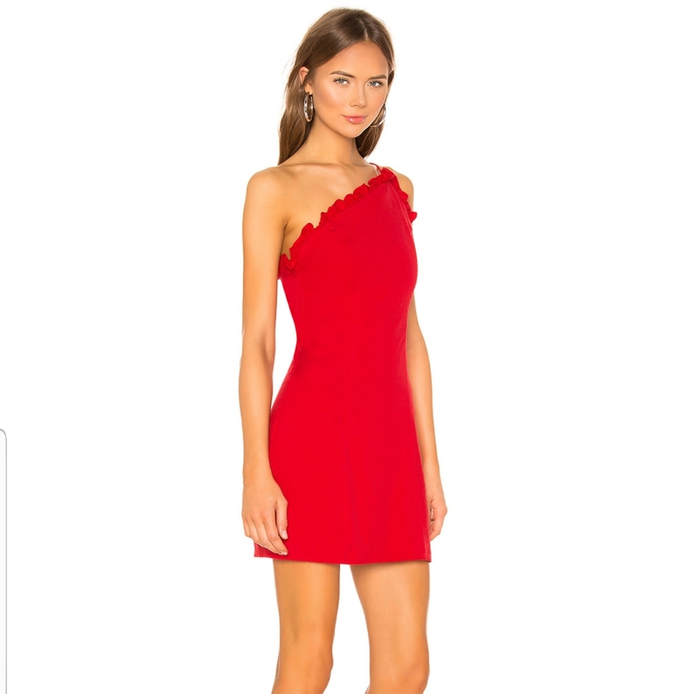 Superdown one shoulder red mini dress size small
